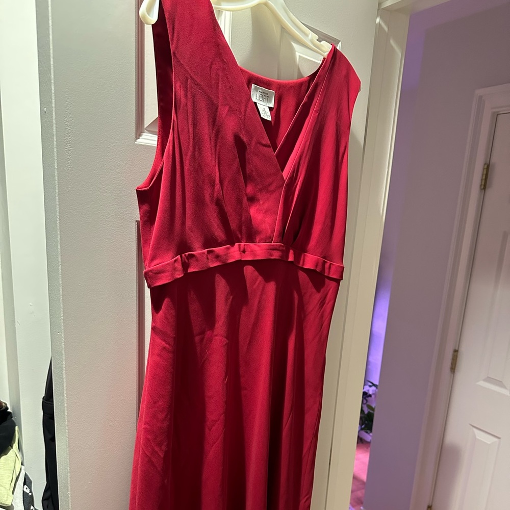 Ann Taylor LOFT red silk dress, size 14